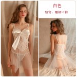 Guiruo Fun Lingerie Sexy Mesh Perspective Attractive Strap Attractive Hanging Dress Bowknot Pajama Set 1606