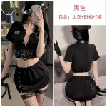 Guiruo Fun Underwear Sexy Deep V Breast Slim Fit Wrap Hip Skirt Professional Dress Waist Lure Uniform Set 1868