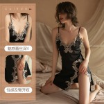 Guiruo Spring Summer Nightwear Set Sexy Underwear Black Lace Lace Strap Sleepwear Home Suit 254