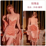 Guiruo Brand French Velvet Lace Side Slim Slim Slim Slim Suspended Sleeping Dress Comfortable Outer Robe Home Suit Set 2851