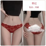 Guiruo Fun Underwear Female Lace Hollow Mesh Perspective Passionate and Sexy Low Waist Chain Triangle Pants 2175