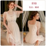 Guiruo French Sweet Court Style Sexy with Chest Pads Gathered Pajamas Can Be Outworn Short Sleeve Home Suit Set 2534