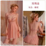 Guiruo Fun Lingerie Sexy Chest Cushion Steel Ring Gathering Pajama Mesh Open Back Suspender Pajama Dress Uniform Set 1925