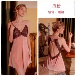 Guiruo Sexy Backless Seduction Velvet Pajama Chest Cushion Gathering Sling Sleeping Dress Outer Robe Home Fur Set Q2838