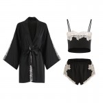 Guiruo brand satin patchwork lace suspender shorts two-piece suspender outerwear home clothing set issued on behalf of 1092