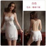 Guiruo Brand Fun Underwear Sexy Lace Perspective Backless Pajamas Women's Suspended Sleepwear Home Suit 903