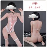 Guiruo Fun Underwear Sexy Lace Perspective Deep V Cross Strap Bodysuit Passionate Hot Uniform Temptation 888