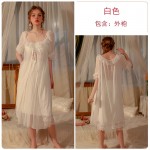 Guiruo French Sexy Deep V Pure Desire Chest Cushion Strap Private Room Sleeping Dress Simple Outer Robe Women's Home Suit Set 2983