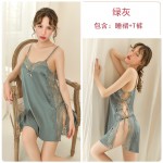 Guiruo Brand Sexy Underwear Temptation High end Lace Pajamas Women's Open Back Strap Set Sleepwear Home Suit 542