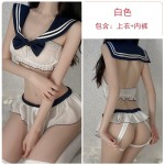 Guiruo Fun Lingerie Sexy Perspective Attraction Three Point Opening Gear Free Student Suit Sailor Uniform Set 1638