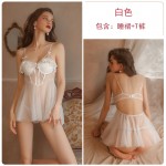 Guiruo Spring/Summer Fun Lingerie Steel Ring Gathering Temptation with Chest Cushion Sleeping Small Chest Sleeping Dress Home Suit Set 1708