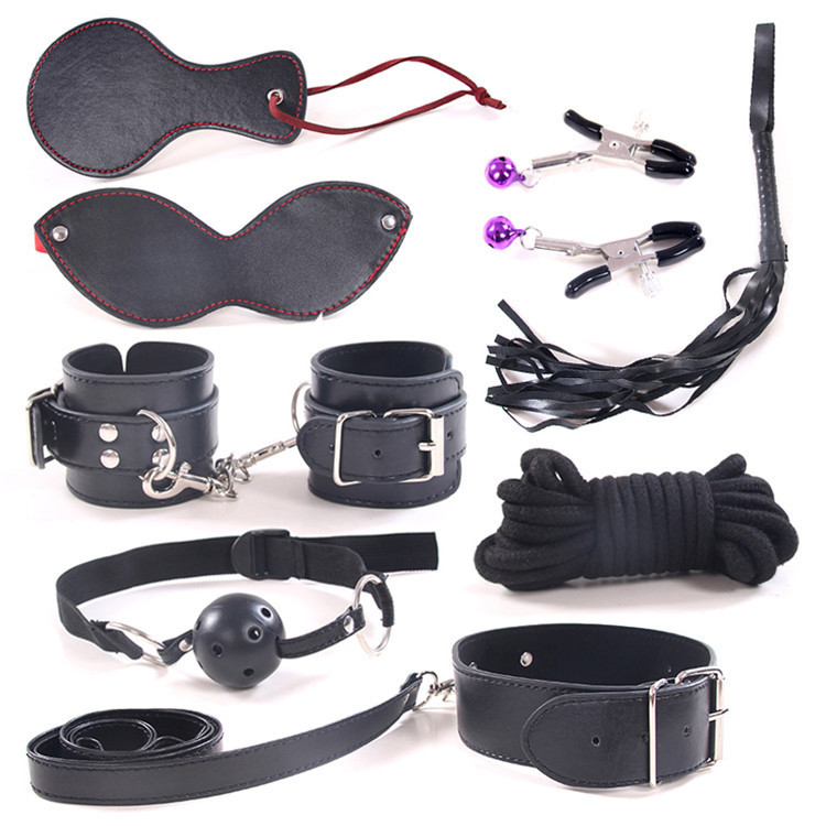 Leather 8-piece set SM Adult Sex Bed Strap Fun Toys Fun Sex Supplies Bedroom Fun Supplies