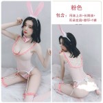 Guiruo Fun Lingerie Female Sexy Perspective Rabbit Girl One Piece Silk Socks Uniform Temptation Passion Perspective Set 8054