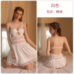 Guiruo Spring/Summer Sexy Hanging Strap Sleeping Dress Heart shaped Chest Cushion Casual Comfortable Outer Robe Mesh Women's Home Furnishing Set 2468