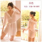 Guiruo New Chiffon Sexy Sleepwear Women's Spring/Summer Long White Shirt Fun Underwear Korean Version Shirt 243