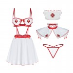 Guiruo Fun Lingerie Sexy Hot Hollow out Temptation Female Open Back Nurse Dress Role Playing Uniform Set 2768