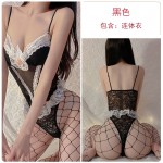 Guiruo Fun Lingerie Sexy Lace Perspective Attractive Snap Open Joint Rabbit Girl Uniform Fury Set 1186