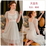 Guiruo French Sweet Court Style Sexy with Chest Pads Gathered Pajamas Can Be Outworn Short Sleeve Home Suit Set 2534