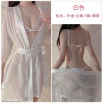 Guiruo Fun Lingerie Sexy Low Breast Dew Breast Attraction Three Point Nightgown Three Piece Uniform Women's Set Issued on behalf of 057