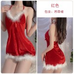 Guiruo Fun Lingerie Christmas Dress Velvet Strap Nightwear Hot Uniform Temptation Role Playing Set 19988