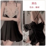 Guiruo Sexy Backless Pajamas Loose and Comfortable Suspended Nightwear Lace up Cardigan Women's Home Furnishing Set Issued on behalf of 1854