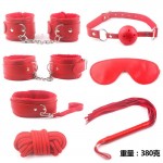 SM Fun Plush 7-Piece Set with Thickened Leather Binding to Restrain Couple Sex Adult Toy Fun Set