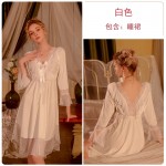 Guiruo Brand Sexy Velvet Mesh Flare Sleeves Comfortable Long Sleeve Lace Nightwear Women's Home Fur Set P2939