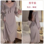 Guiruo Sexy French Chest Cushion Pajamas Ice Silk Hot Open Back Long Sleeve Pajamas Women's Home Fury Set W2211