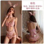 Guiruo Fun Lingerie Small Leopard Pattern Hollow out Seduction One Piece Dress Open Stop Rabbit Free Girl Uniform Sexy Set 1879