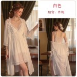 Guiruo French Private Sexy Nightwear Mesh Perspective Comfortable Hanging Strap Nightwear Outer Robe Women's Home Furnishing Set 2133