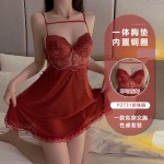 Guiruo Fun Underwear Pure Desire Mesh Perspective Chest Cushion Steel Ring Gathering Small Chest Sling Sleeping Dress Uniform Set 1925