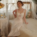 Guiruo Sexy Plus Chest Cushion Lace Hollow Splice Wave Dot Transparent Yarn Sweet Temptation Home Sleeping Dress Set J3052