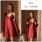 Guiruo Spring/Summer Sexy Lace up Cardigan Solid Lace Hanging Sleeping Dress Small Chest Display Large Home Fur Set 19183