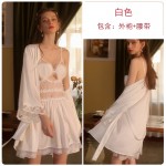 Guiruo Sexy and Hot with Chest Cushion, Hanging Sleeping Dress, Heart shaped Outer Robe, Open Back, Casual and Breathable Home Suit Set 2468