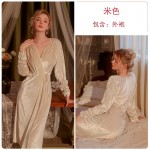 Guiruo Brand Velvet Sexy Velvet Pleated Comfortable Outwear Robe Women's Warm Home Suit Set J2855