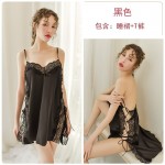 Guiruo Brand Sexy Underwear Temptation High end Lace Pajamas Women's Open Back Strap Set Sleepwear Home Suit 542