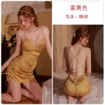 Guiruo sexy pleated drawstring slimming pajamas, backless suspender pajamas, outerwear, women's home clothing set, issued on behalf of 1861