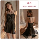 Guiruo Brand's New Sexy Chest Cushion Suspender Pajama Dress Women's Pleated Split Sleepwear Home Furnishing Set Issued on behalf of 1398