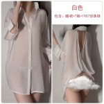 Guiruo Classic Shirt Collar Boyfriend Wind Snow Spin Perspective Backless Pearl Chain Temptation Pure Lust Style Fun Set 3304