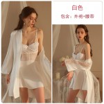 Guiruo Sexy Steel Ring Gathering Pajama Lace Perspective Attractive Backless Chest Cushion Suspended Dress Home Suit Set 1709