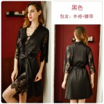 Guiruo Sexy Sexy Home Fur Long Sleeve Ice Silk Large Casual Nightwear Sling Nightwear Nightgown Set 311