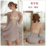 Guiruo Spring/Summer Steel Ring Chest Cushion Gathered Strap Sleeping Dress Mesh Pure Desire Style Outer Robe Home Suit Set Issued on behalf of 3168