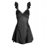 Guiruo Sexy Lace and Chest Cushion Open Back Hollow out Temptation Satin Nightwear Simple Outer Robe Home Suit Set 3420