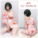 Guiruo Fun Underwear New Japanese Printed Kimono Sexy Hot Set Sexy Cardigan Chiffon Sleeping Dress 631