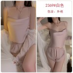 Guiruo Summer Ice Silk Pajamas Swinging Neck Simple Sling Shorts Mesh Outer Robe High Grade Home Fury Set 3588