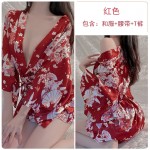 Guiruo Fun Lingerie Low Breast Dew Breast Seduction Japanese Seduction Lace up Cardigan and Bed Uniform Set 1597