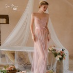 Guiruo Fun Mesh Lace Perspective Low cut Sexy Open Back Pure Desire High slit Strap Long Dress 16055