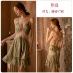 Guiruo Autumn and Winter New Pajamas with Hanging Neck and Open Back Temptation Can Add Chest Pads, Suspended Dress, Home Furnishing Set, Issued on behalf of 1450