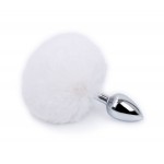 Stainless steel short tail anal plug Adult sex products Fun toys Hair ball Couple toys Hair ball anal plug