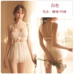 Guiruo New Fun Sexy Breast Support Underwear Seduction Perspective Set Sleepwear Hollow Lace Hot Set 176#